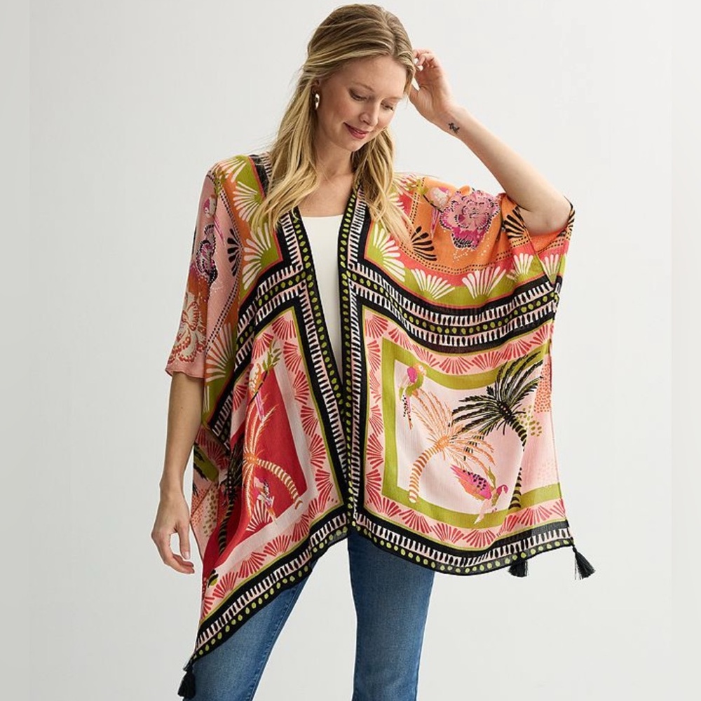 Nine West “Palm Trees” Orange Kimono O/S- NWT